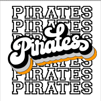 GLITTER Retro Stacked Pirates Short Sleeve T Shirt